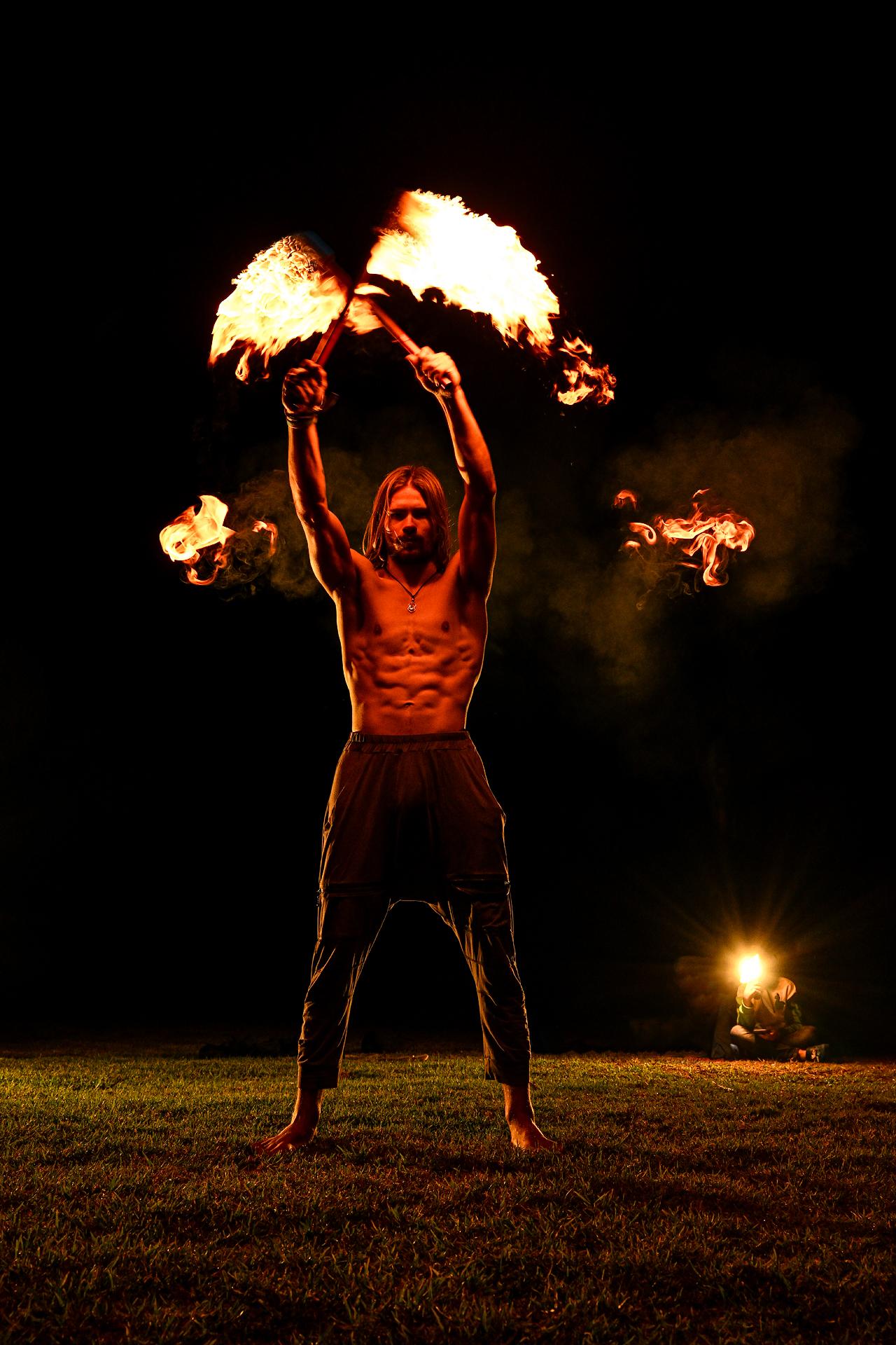 Flow art performance with poi